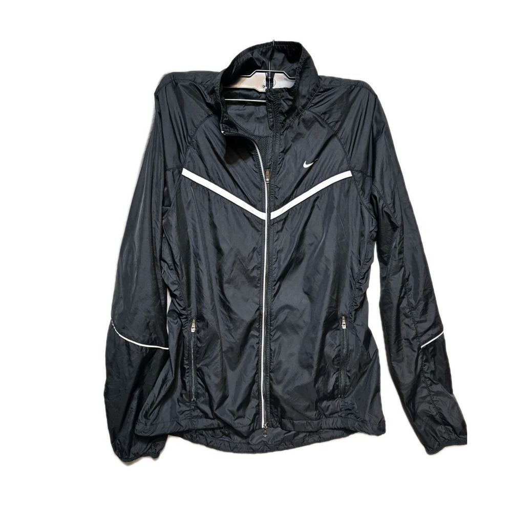 Nike Women's Nylon Rain Jacket‎  M Black Zip Up